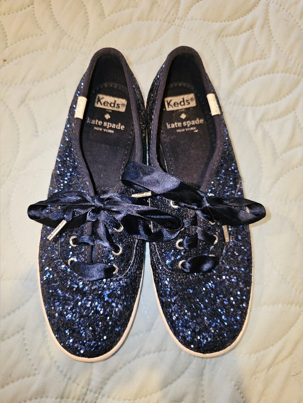 💙 Keds x Kate Spade New York Something Blue Glitter Sneakers, Size 5.5